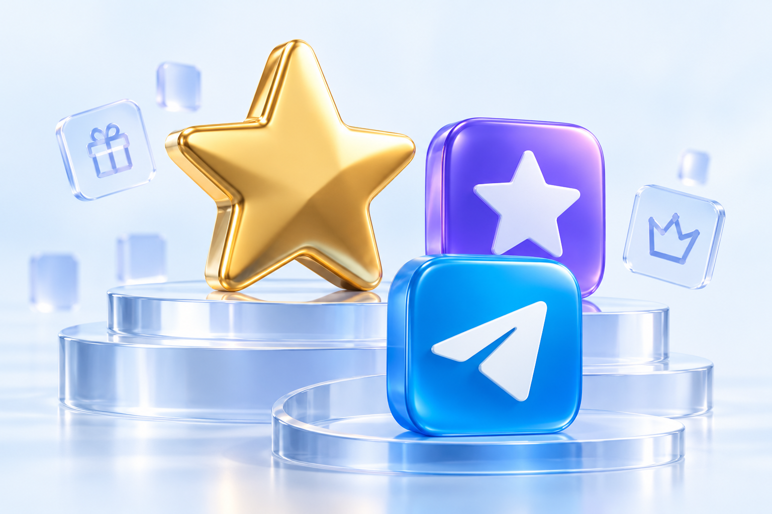 Oltin Stars, binafsha Premium va ko‘k Telegram belgisi
